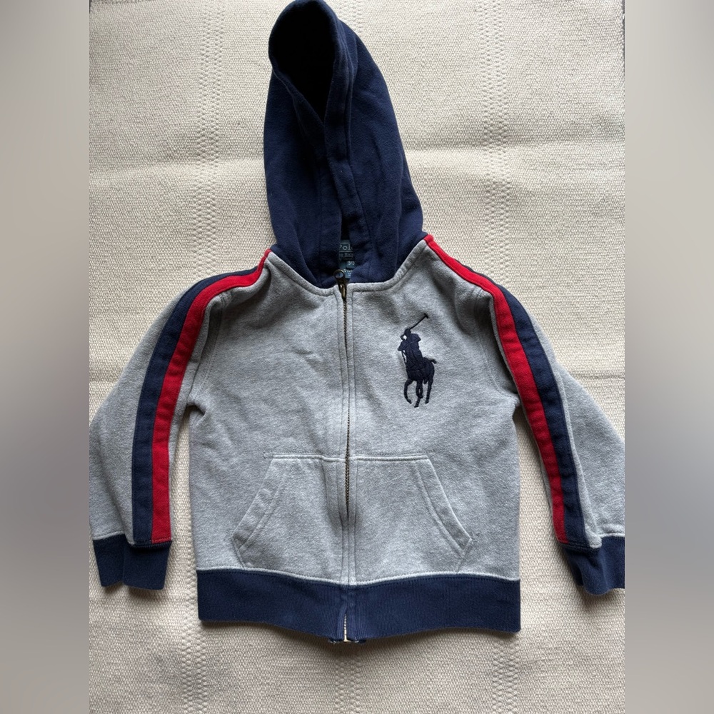 Polo Ralph Lauren Boys Full Zip Hoodie Navy SZ 3T